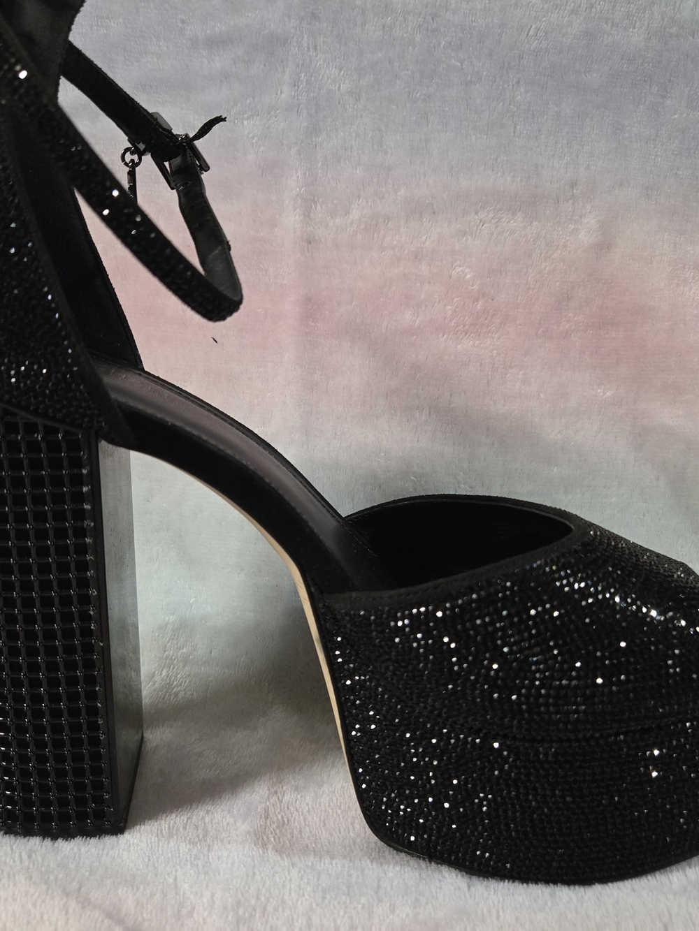 MICHAEL Michael Kors Black Crystal Platform Block Heel Sandals - Picture 3 of 7